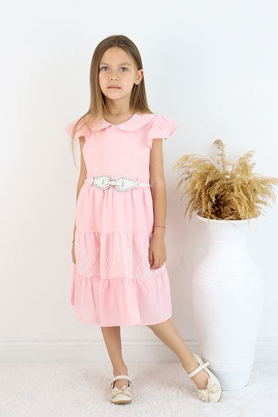 FESSHERA 👗   Set rochie și curea pentru fete cu guler din dantelă cu volane - Design special 👗   (cadou geantă)