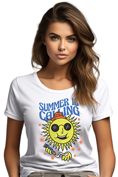 StoryGift Romania Tricou Femei Cu Text In Engleza Summer Is Calling, Soare Cu...