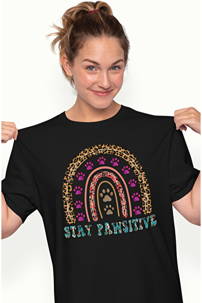 StoryGift Romania Tricou Femei Cu Mesajul "stay Pawsitive", Caine, Animal De ...