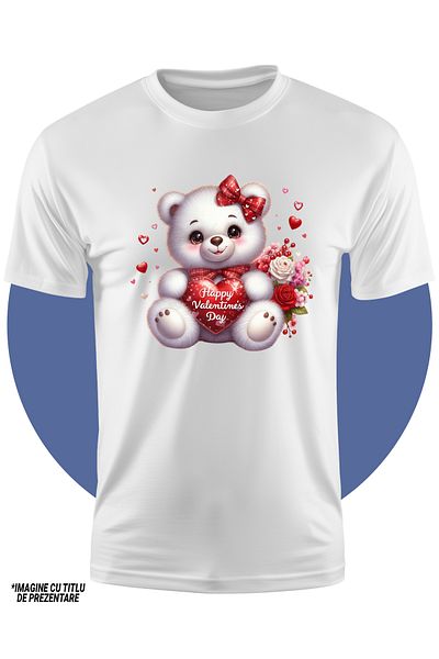 StoryGift Romania Tricou Copii Cu Un Ursulet De Plus, Imbujorat, Flori, Trandafiri, Cadou, Tine O Inima Cu M