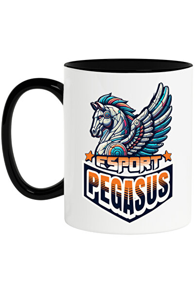 StoryGift Romania Pegasus Esports colorful robot unicorn symbol mug, 330ml, Ceramic with Black Handle, With Black Handle
