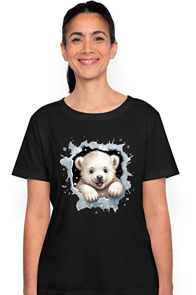 StoryGift Romania Tricou Femei Cu Un Ursulet Polar Care Scoate Capul Printr-o...