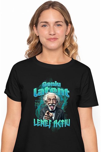 StoryGift Romania Tricou Femei Geniu Latent Lenes Activ, Matematica, Haios Cu Imprimeu Pe Fata, 10 Blk_m