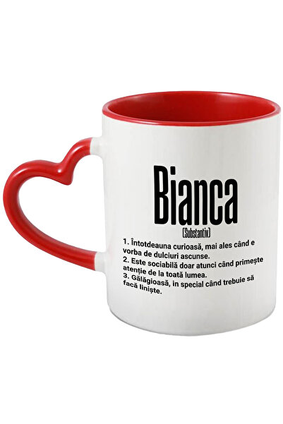 StoryGift Romania Cana Cu Numele Bianca, Si Mesaj Amuzant, Curioasa, Sociabil...