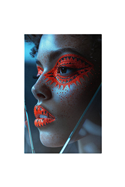 StoryGift Romania Tablou Canvas Gleaming Gaze Tânăra Cu Buze Portocalii În Reflectare Strălucitoare , Pictura Dig