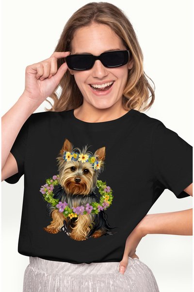 StoryGift Romania Tricou Femei Cu Un Catelus Foarte Blanos, Ilustratie, Coroa...