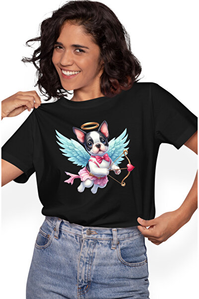 StoryGift Romania Tricou Femei Cu O Catelusa Surprinsa Care Trage Cu Arcul, I...