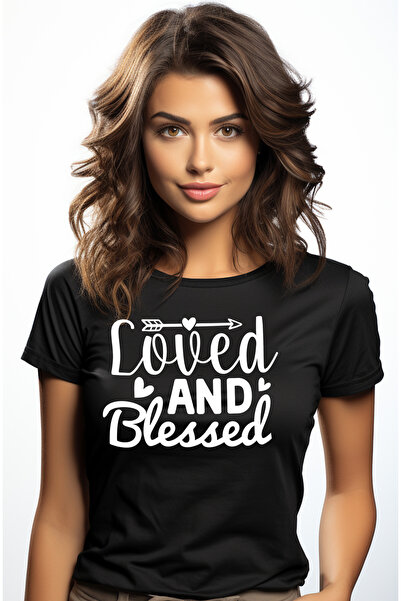 StoryGift Romania Tricou Femei Cu Inimioare Si Mesajul "loved And Blessed" - ...