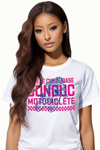 StoryGift Romania Tricou Femei Fetele Curajoase Conduc Motociclete Viteza Motor Cu Imprimeu Pe Fat Wht_l