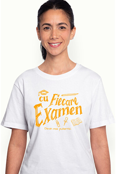 StoryGift Romania Tricou Femei Cu Fiecare Examen, Devin Mai Puternic Scoala E...