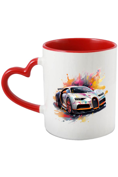 StoryGift Romania Cana Cu Masina Sport, Acuarela, Stropi Vopsea, Roti, Multic...