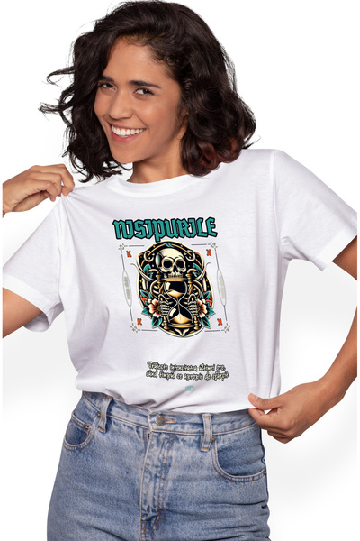 StoryGift Romania Tricou Femei Nisipurile Timpului Cap Craniu Clepsidra Timp ...