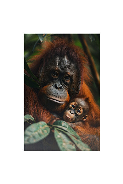 StoryGift Romania Tablou Canvas: Mama Și Puiul De Maimuță Printre Arbori - Legământ De Dragoste Între Maimuțe Pi