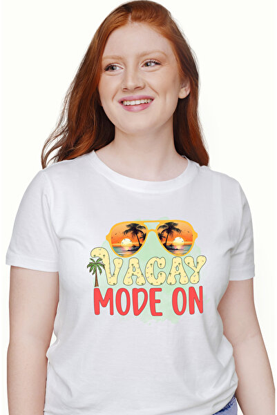 StoryGift Romania Tricou Femei Cu Mesajul "vacay Mode On", Vara, Vacanta, Rel...