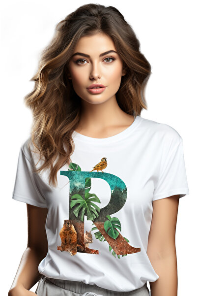 StoryGift Romania Tricou Femei Cu Litera, R, Pasare, Veverita, Castor, Multic...