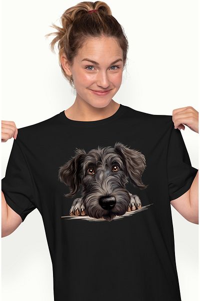 StoryGift Romania Tricou Femei Cu Un Caine Blanos Care Priveste Surprins, Ilustratie, Curiozitate, Blk_m