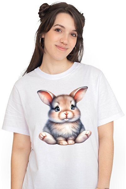 StoryGift Romania Tricou Femei Cu Un Iepuras Care Sta Cuminte, Ilustratie, Cu...