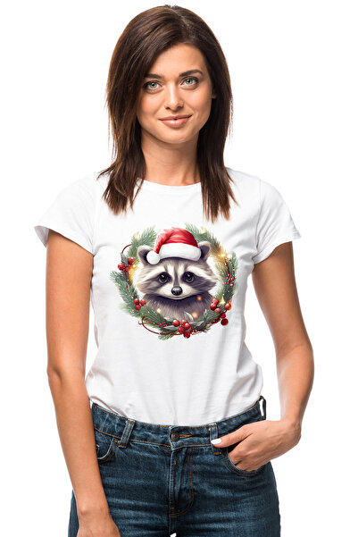 StoryGift Romania Tricou Femei Cu Un Raton Care Poarta O Caciula De Craciun, ...