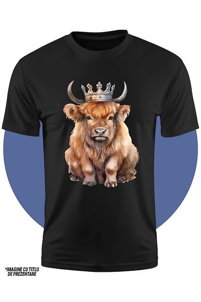 StoryGift Romania Tricou Copii Cu Un Zimbru Serios Care Poarta O Coroana Argintie, Ilustratie, Animal, De Ra