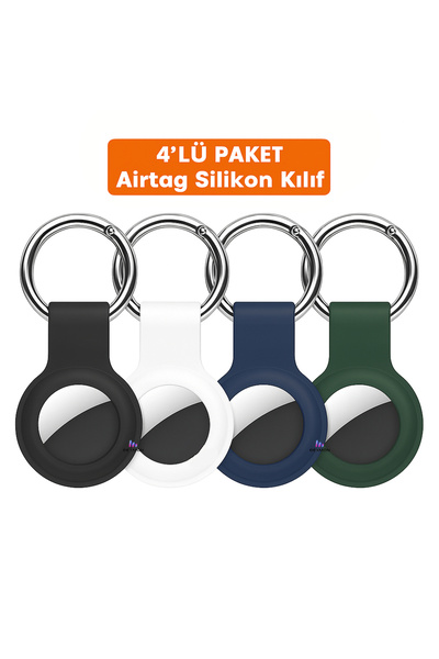 Dexmon Set de 4 huse din silicon compatibile cu Airtag, cu breloc, spatele în...