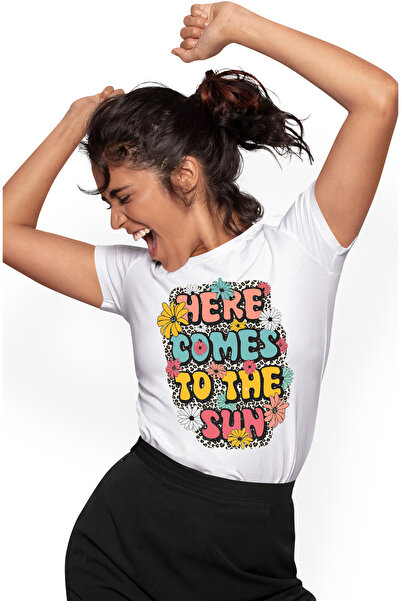 StoryGift Romania Tricou Femei Cu Mesajul "here Comes To The Sun", Vara, Vaca...