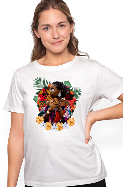 StoryGift Romania Tricou Femei Regina Tropicala Portret Femeie Cu Imprimeu Pe...