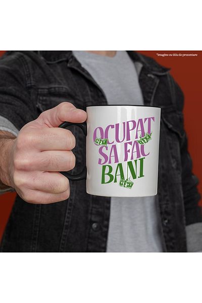 StoryGift Romania Mug busy making money lover of wealth and work, 330ml, Ceramic with Black Handle, With ,STG