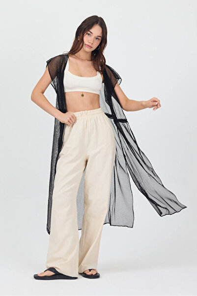 Bysenby BYSEN Beach Wear Maxi με σχισμή μπροστινή δέσιμο κιμονό-γιλέκο