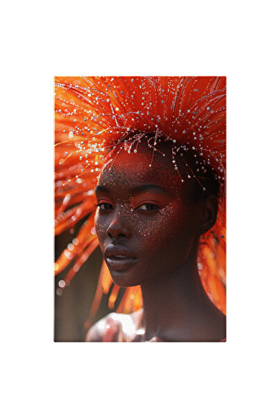 StoryGift Romania Tablou Canvas Young Black Woman Cu Sclipici Pe Fata Si Fire...