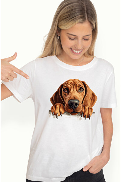 StoryGift Romania Tricou Femei Cu Un Catel Maro Cu Urechile Plecate, Ilustrat...