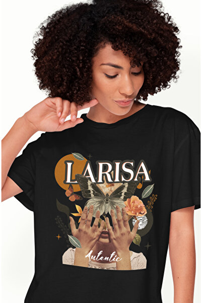 StoryGift Romania Tricou Femei Cu Numele Larisa, Colaj Fata, Fluture, Flori, ...