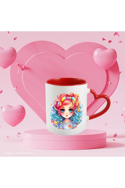 StoryGift Romania Mug with a shy girl | illustration | big eyes | abstract | portrait | 330ml | Ce, Cu,STG.
