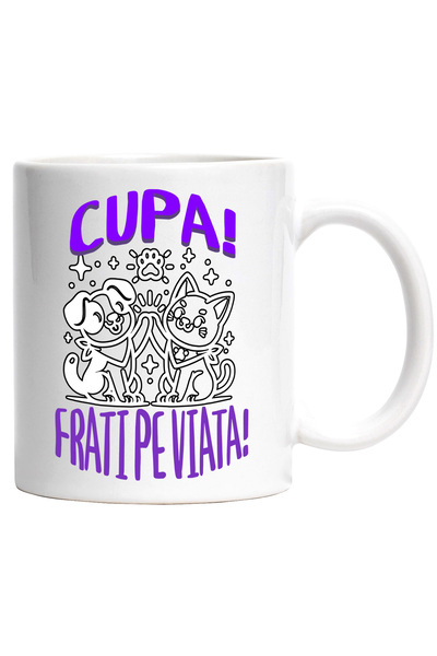 StoryGift Romania Cana Animale Batand Palma Frati Pe Viata Caine Pisica, 330m...