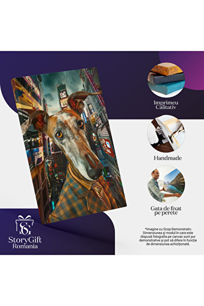 StoryGift Romania Tablou Canvas Un Caine Detectiv Cu Ochii Caprui Si Urechile Ascutite Lungi Imbracat Elegant Cu