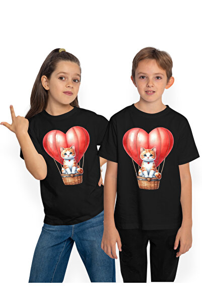 StoryGift Romania Tricou Copii Cu O Pisicuta Care Se Plimba Cu Un Balon Cu Ae...