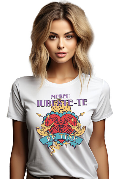 StoryGift Romania Tricou Femei Inima Cu Porumbei Sageata Mereu Iubeste-te Cu ...
