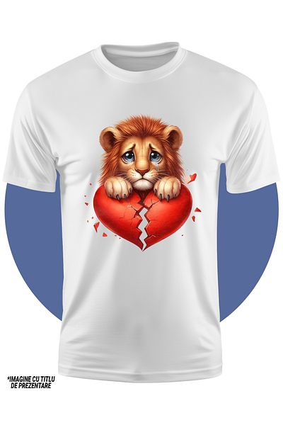 StoryGift Romania Tricou Copii Cu Un Leut Trist Care Tine O Inima Rupta, Ilustratie, Dezamagire, Despartire,