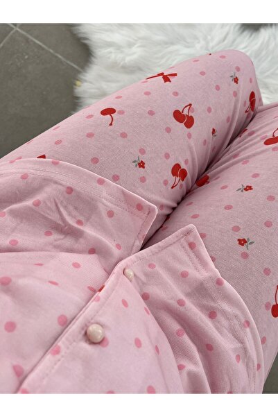 Lena Homewears Σετ κοντομάνικη πιτζάμες Pink Cherry Bomb 6 τεμαχίων με φιόγκο