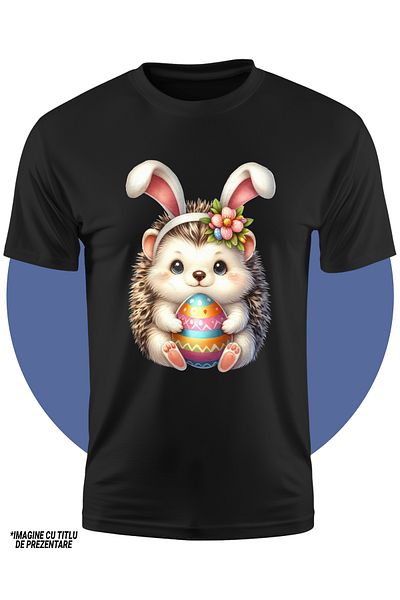 StoryGift Romania Children's T-shirt with a hedgehog with bunny ears, painted egg, Easter holidays, playful, cheerful, STG4