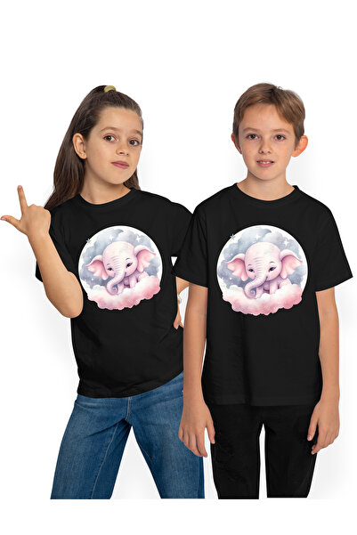 StoryGift Romania Tricou Copii Cu Un Elefant Somnoros, Norisori, Luna Plina, ...