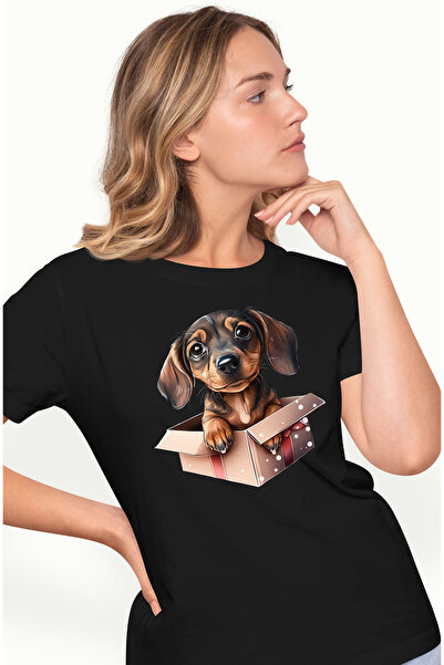 StoryGift Romania Tricou Femei Cu Un Catelus Timid Si Surprins, Ilustratie, I...