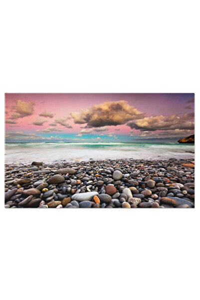 StoryGift Romania Tablou Canvas: Plaja Cu Pietre, Apus De Soare, Natura