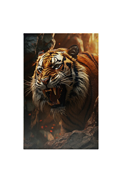 StoryGift Romania Tablou Canvas: Tigru Cu Colți- Animal Sălbatic Pictura Digi...