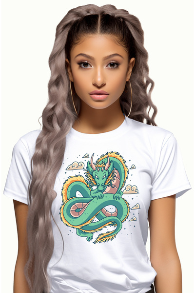 StoryGift Romania Tricou Femei Cu Dragon, Nori, Asiatic, Stele, Multicolor Cu...