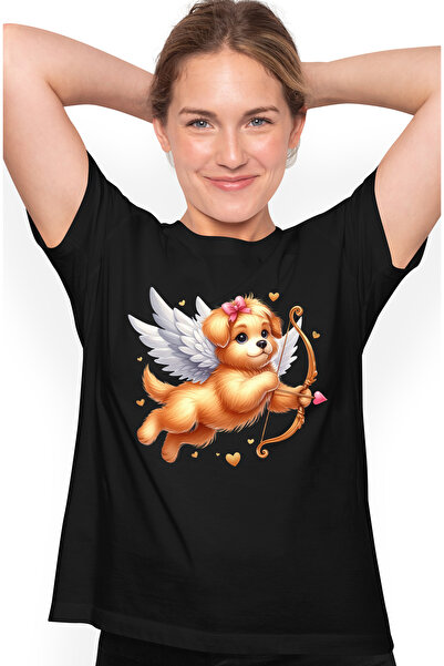 StoryGift Romania Tricou Femei Cu Un Catel Vesel Care Trage Cu Arcul, Ilustra...