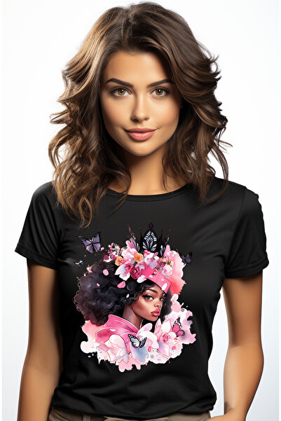 StoryGift Romania Tricou Femei Cu O Fata De Culoare, Ilustratie, Abstract, Fl...