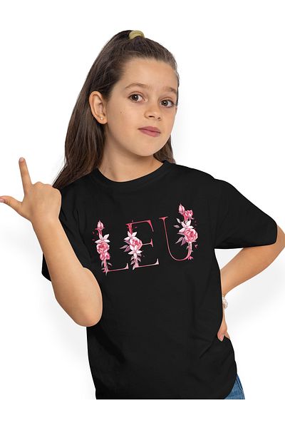 StoryGift Romania Tricou Copii Fete Cu Numele Leu, Floral, Colorat, Creativ, Frumos, Unicat 100% Bumbac, Uni