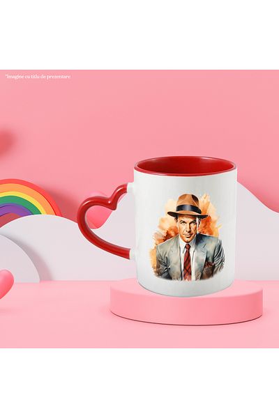 StoryGift Romania Mug With Frank Sinatra, Famous Singer, Artist, Hat, Multicolor 330 ml, Ce, Cu, STG.