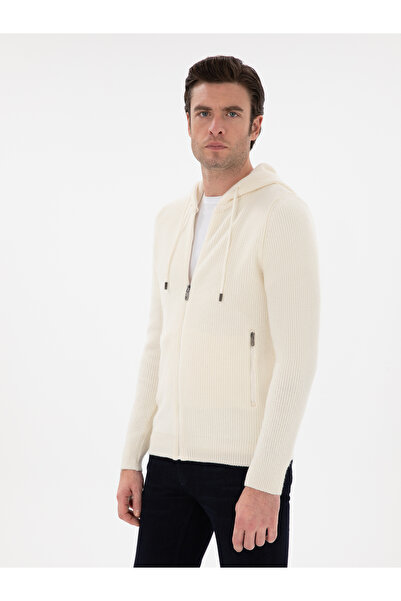 Cacharel Ekru Slim Fit Triko Hırka 50298727-VR019