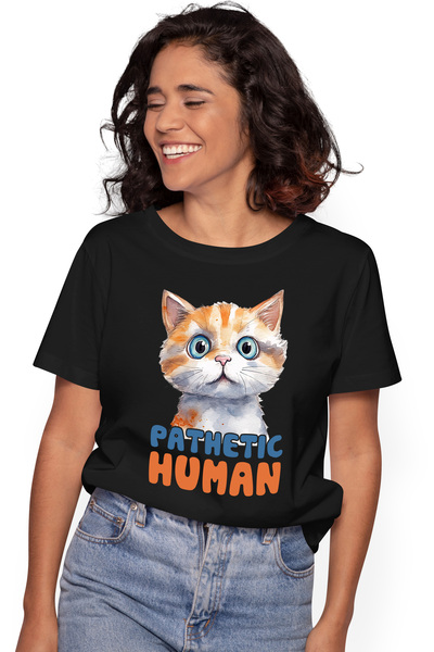 StoryGift Romania Tricou Femei Cu Pisica Uimita Cu Mesajul "pathetic Human", ...